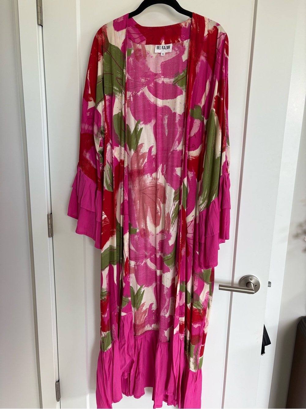 Bel Kazan Printed Ruffle-Sleeve Kimono